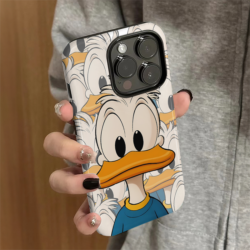 适用苹果15promax手机壳苹果16pro新款iPhone14pro简约iP13女16e卡通12可爱7可达鸭11防摔xsmax套8plus菲林xr