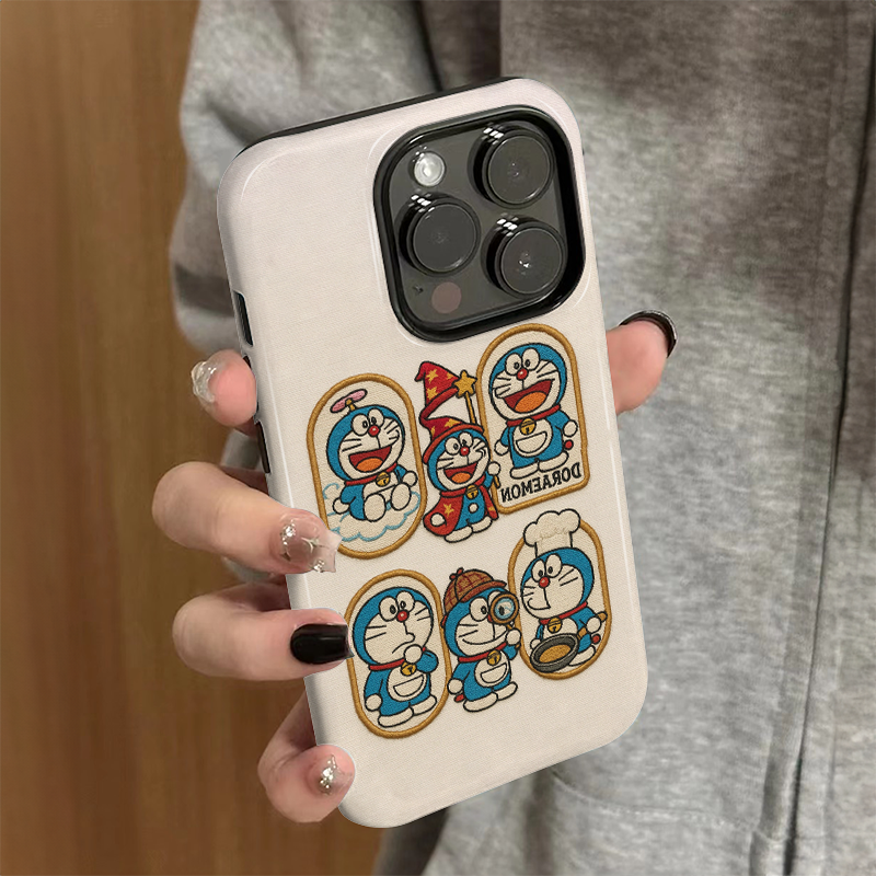 适用苹果15promax手机壳新款iPhone16pro简约iP14/13女16e卡通12日韩7哆啦A梦xsmax防摔11保护套8plus菲林xr