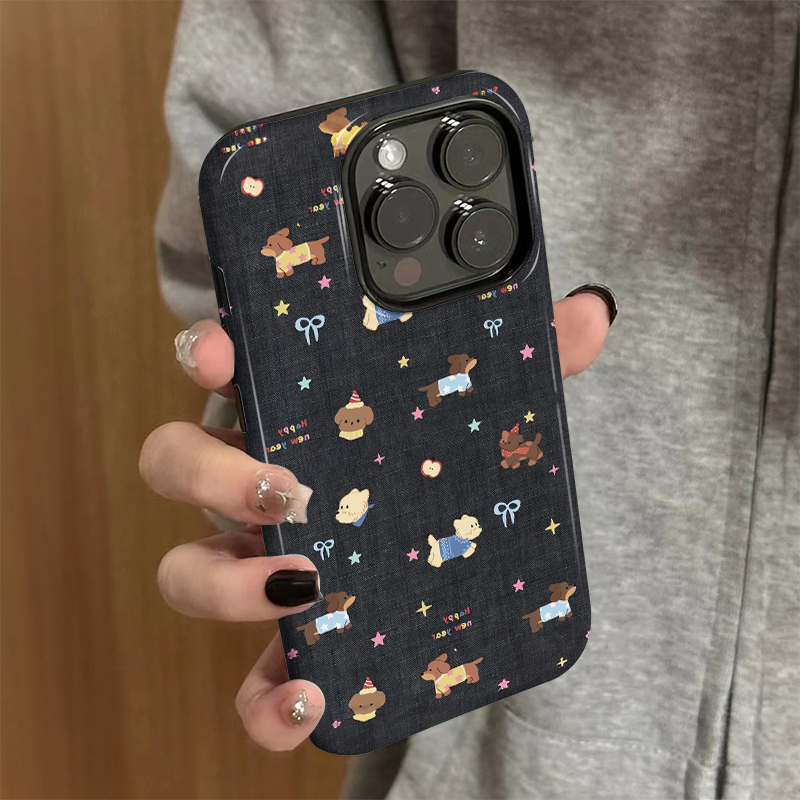 适用苹果16promax手机壳iPhone15新款可爱iP14/13女12简约xsmax星星小狗8卡通防摔11套7小众plus菲林二合一xr