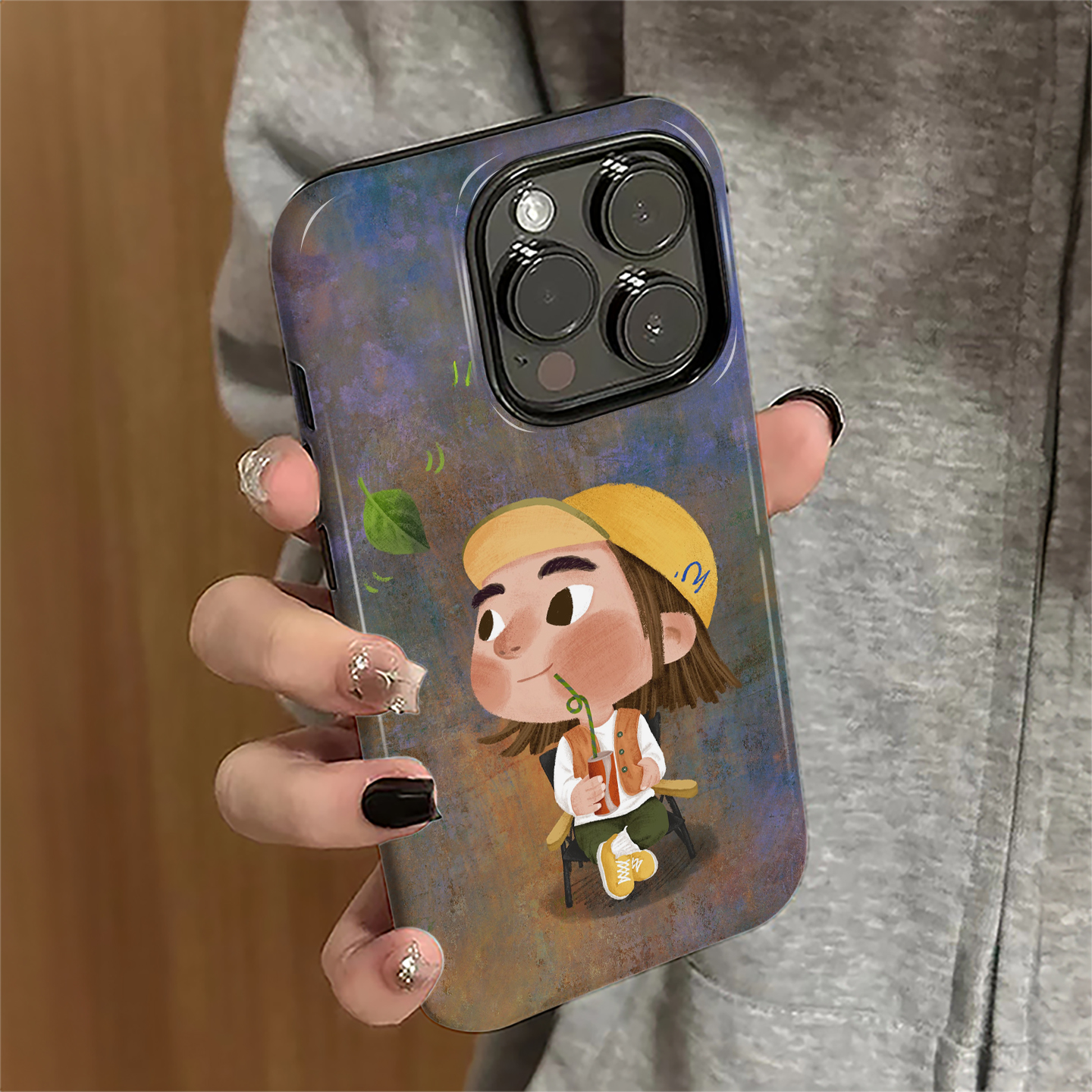 悠闲男孩适用苹果17promax手机壳iPhone16pro可爱ip15pro女13卡通14新款xsmax小众12防摔11保护套8/7plus菲林