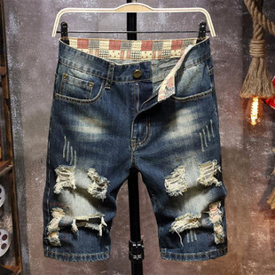 Fashion casual denim torn shorts for men时尚休闲牛仔破洞短裤