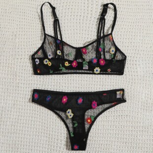 Underwear Mesh Fun Embroidery 网纱透视刺绣****衣 Perspective