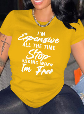 Leisure printed round neck T-shirt for women 休闲印花圆领T恤