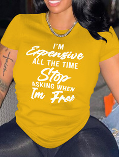 Leisure printed round neck T-shirt for women 休闲印花圆领T恤