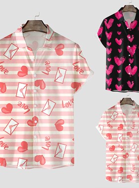 Simple lapel printed short-sleeved shirt简约翻领印花短袖衬衫