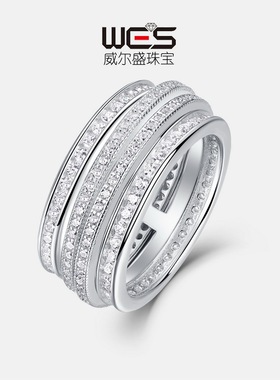 新款银河满钻彩宝食指戒女S925银镀18K金镶璀璨戒指可转动饰品