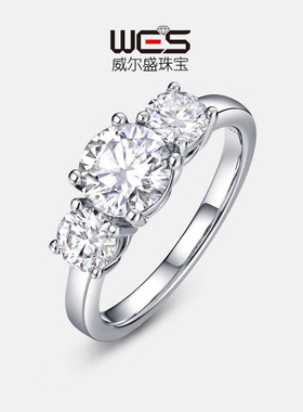 新品S925银镀18K金彩宝宝石莫桑石戒指三生三世钻指戒女款轻奢