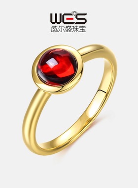 简约轻奢蛋面天然宝石戒指S925银镀18K金彩宝宝石糖果闭口指戒