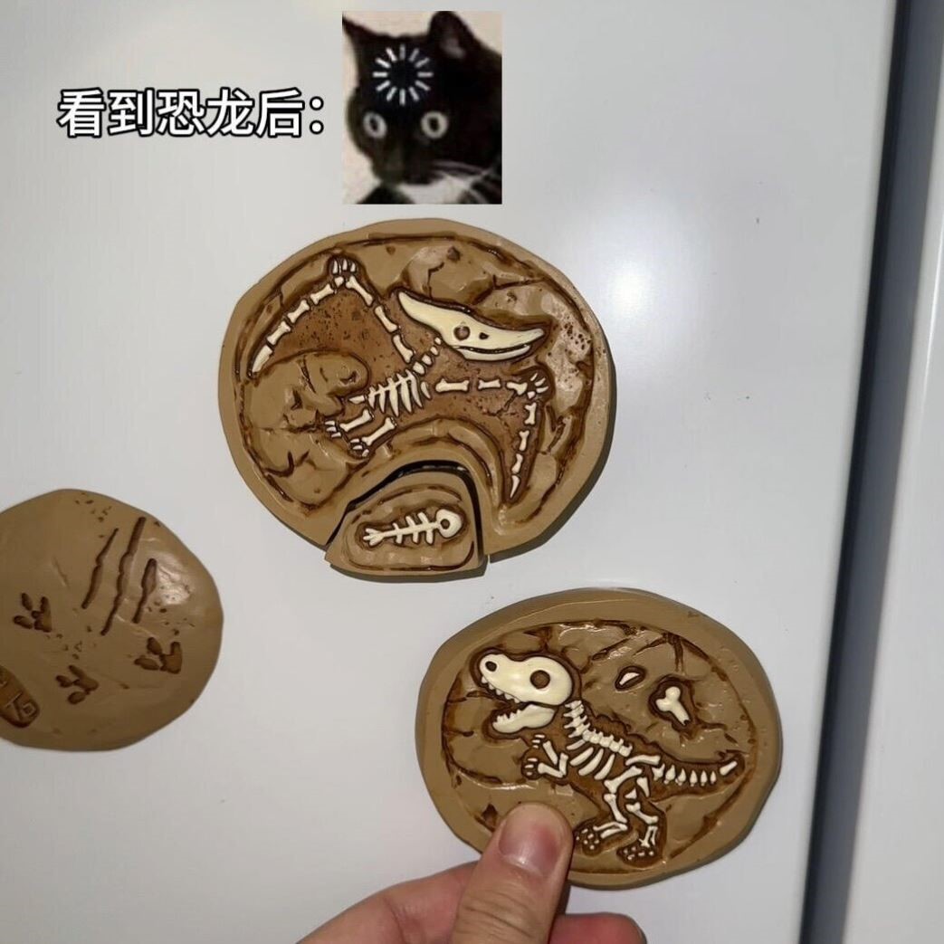 中生代恐龙骨迹多层磁吸冰箱贴