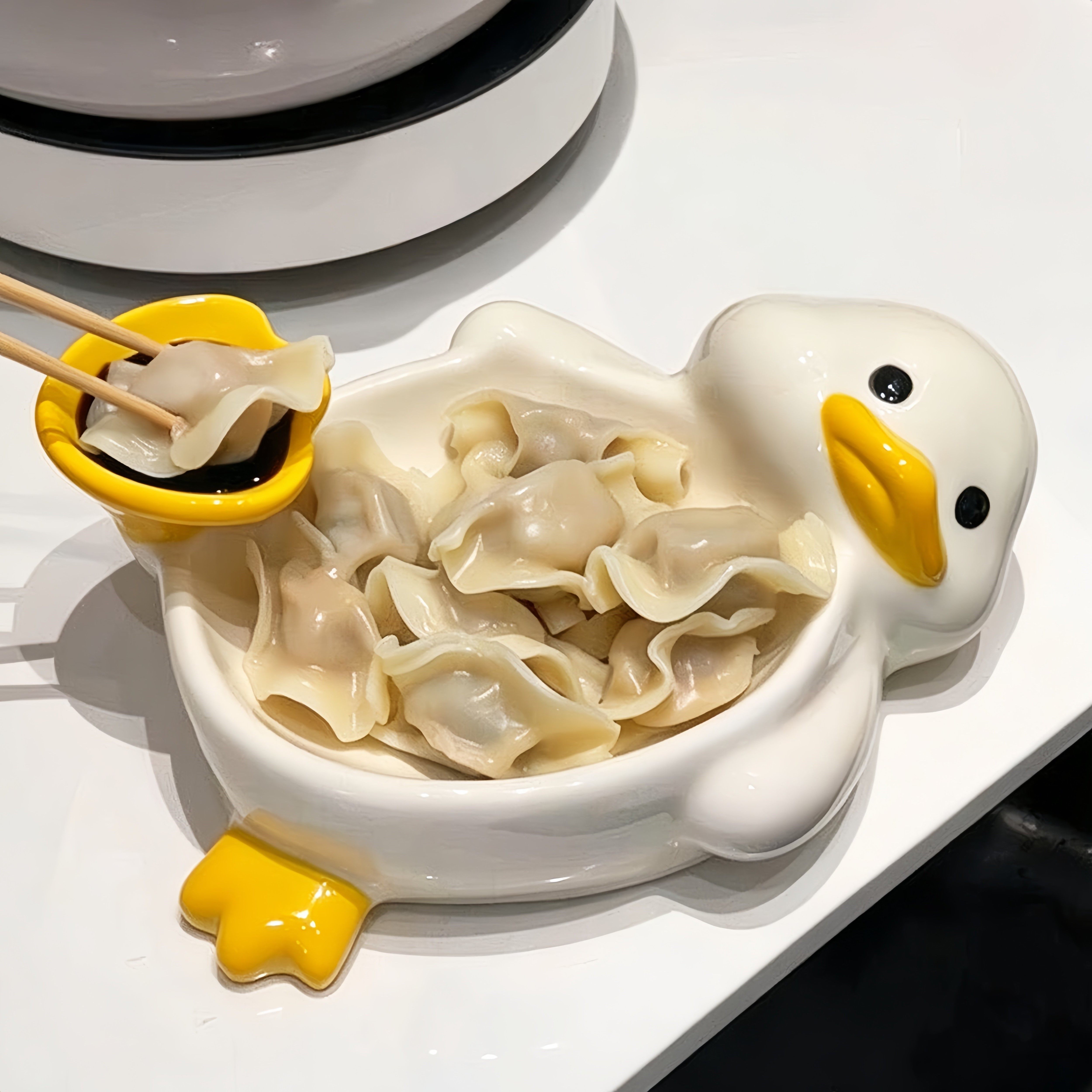 可爱小黄鸭陶瓷蘸料碟一物多用