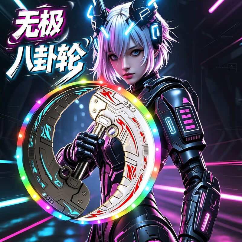 无极太极八卦七彩旋转发光玩具