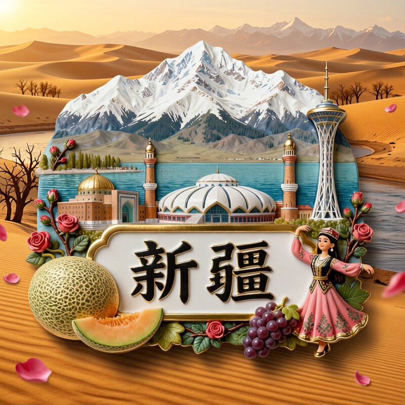 新疆特色3D立体浮雕金属冰箱贴