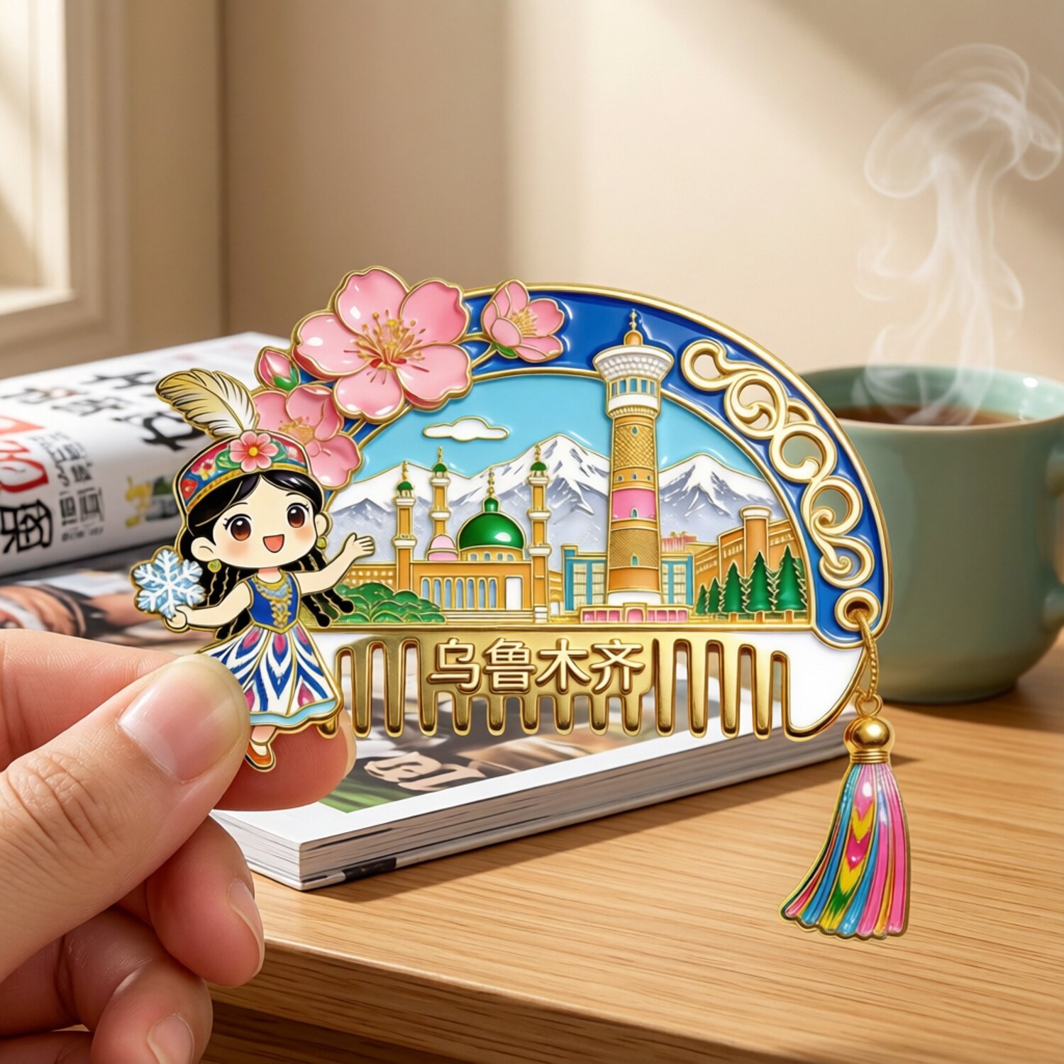 中国新疆乌鲁木齐金属冰箱贴城市风景文创纪念礼品强磁冰箱装饰贴