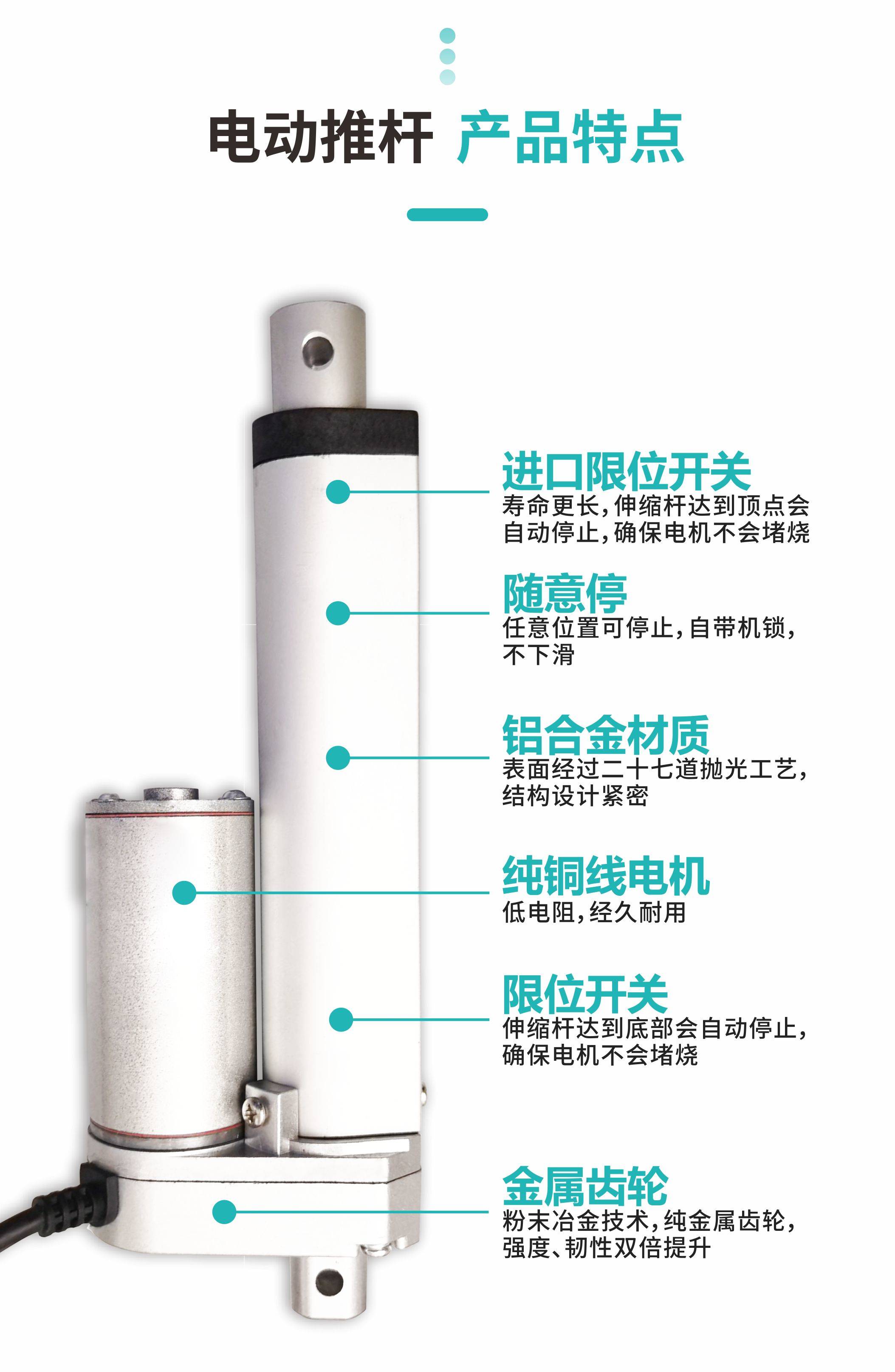 电动推杆伸缩杆升降桌开门窗密室逃脱推拉工业24V直流电机马达