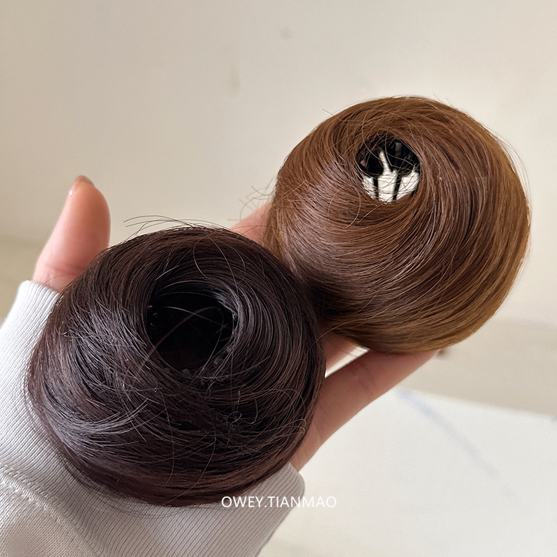 鸟巢低丸子头假发女发圈盘发发包