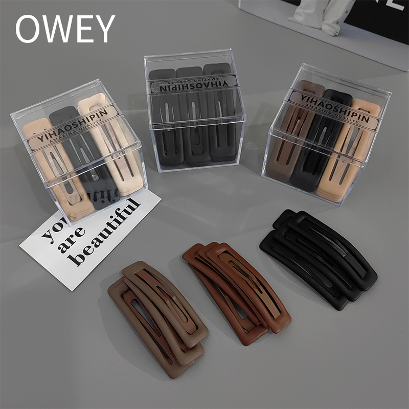 12个盒装磨砂简约方形发夹bb夹