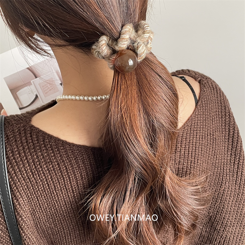 毛绒电话线丸子头发圈高弹力发绳