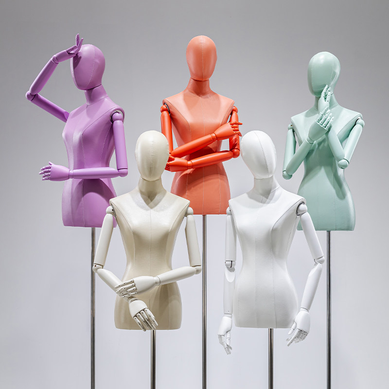 服装店PU皮模特道具女全身人台女装店马卡龙色人体模特架子展示架