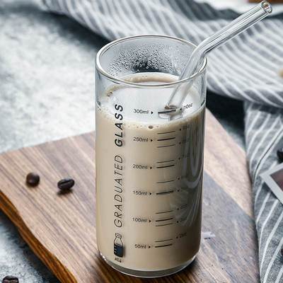 餐杯子泡喝茶杯果汁杯带豪升的杯子杯子粉杯带有刻度的玻璃水杯早