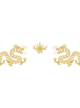 双龙戏珠金色红色中国龙剪纸龙画贴纸龙图腾墙贴玻璃贴防水自粘