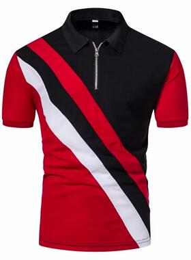 3D printed fashion lapel short sleeves3D印花时尚翻领短袖男士