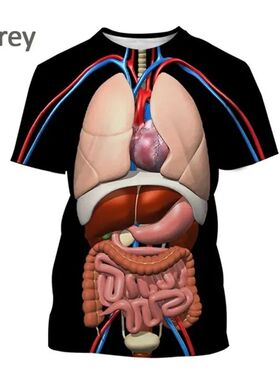 3D printed T-shirt with organ bone pattern器官骨骼 3d印花T恤