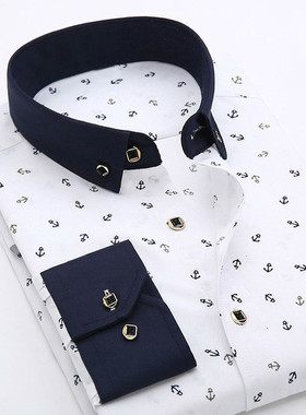 Casual long sleeved lapel fitted shirt休闲长袖翻领修身衬衫男