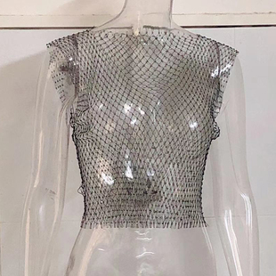 bright elastic diamond net vest性感渔网弹力背心 fishing Sexy