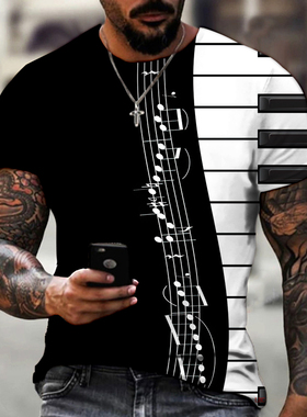 Casual round neck loose top T-shirt for men圆领宽松上衣T恤男