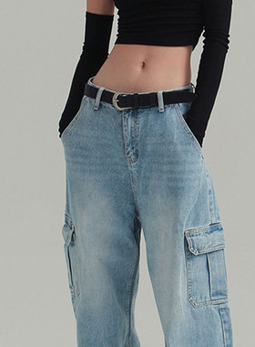 Loose fitting workwear wide leg jeans 宽松工装阔腿牛仔裤女士