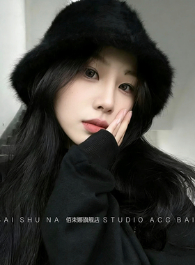 一顶兔毛渔夫帽，拯救一张脸！素颜显脸小秋冬毛绒水桶盆帽大头围