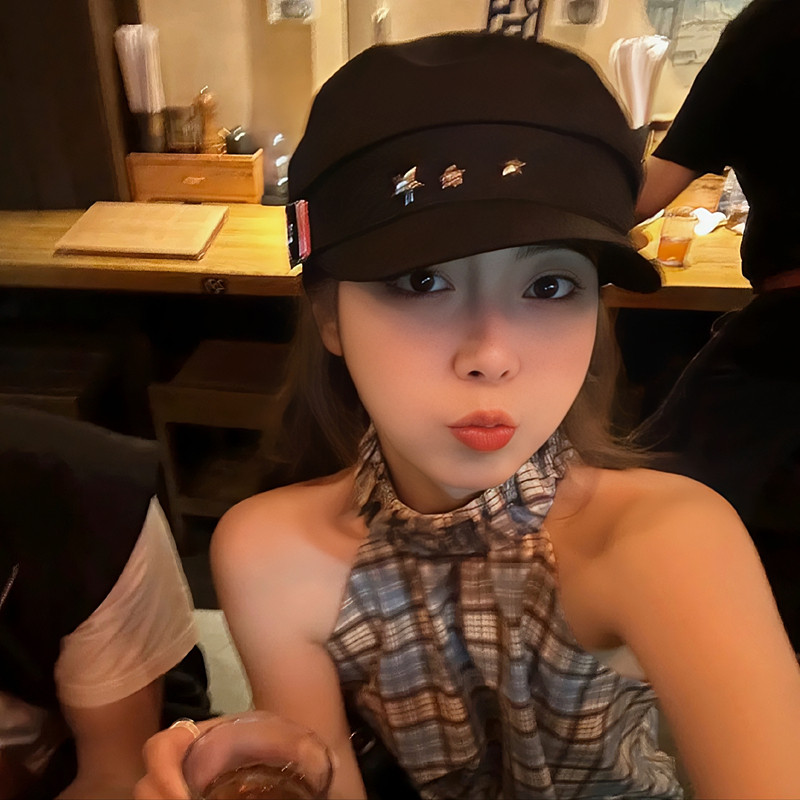 Y2K 黑色鸭舌贝雷帽子女秋冬显脸小新款大头围平顶报童画家八角帽,服饰配件/皮带/帽子/围巾,帽子,淘宝优惠券,粉丝福利购,淘宝优惠卷