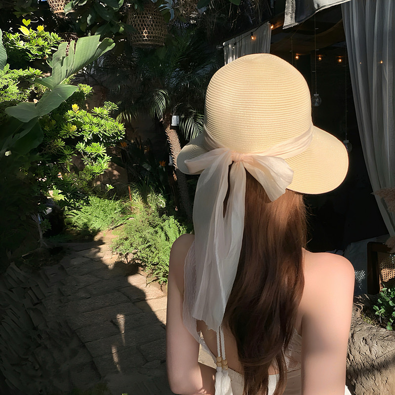法式草帽女夏海边沙滩遮阳帽图片