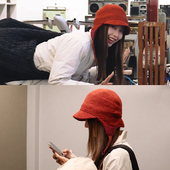 日本新款 飞行雷锋帽女冬季 显脸小加绒加厚防寒保暖护耳帽红色帽子