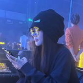 黑色冷帽堆堆帽子女2025新款 高级感显脸小月子帽大头围包头针织帽