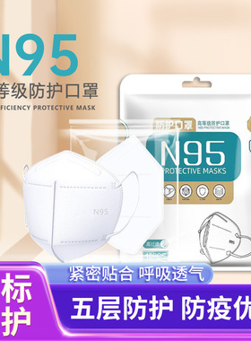 N国标95成人3D立体5层4d透气高级防护口罩防飞沫独立包装白色mask