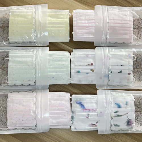 四层网纱印花口罩一次性成人防护