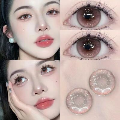 日抛美瞳玫瑰粉棕纯欲混血感自然大小直径女隐形眼镜正品官方眸色