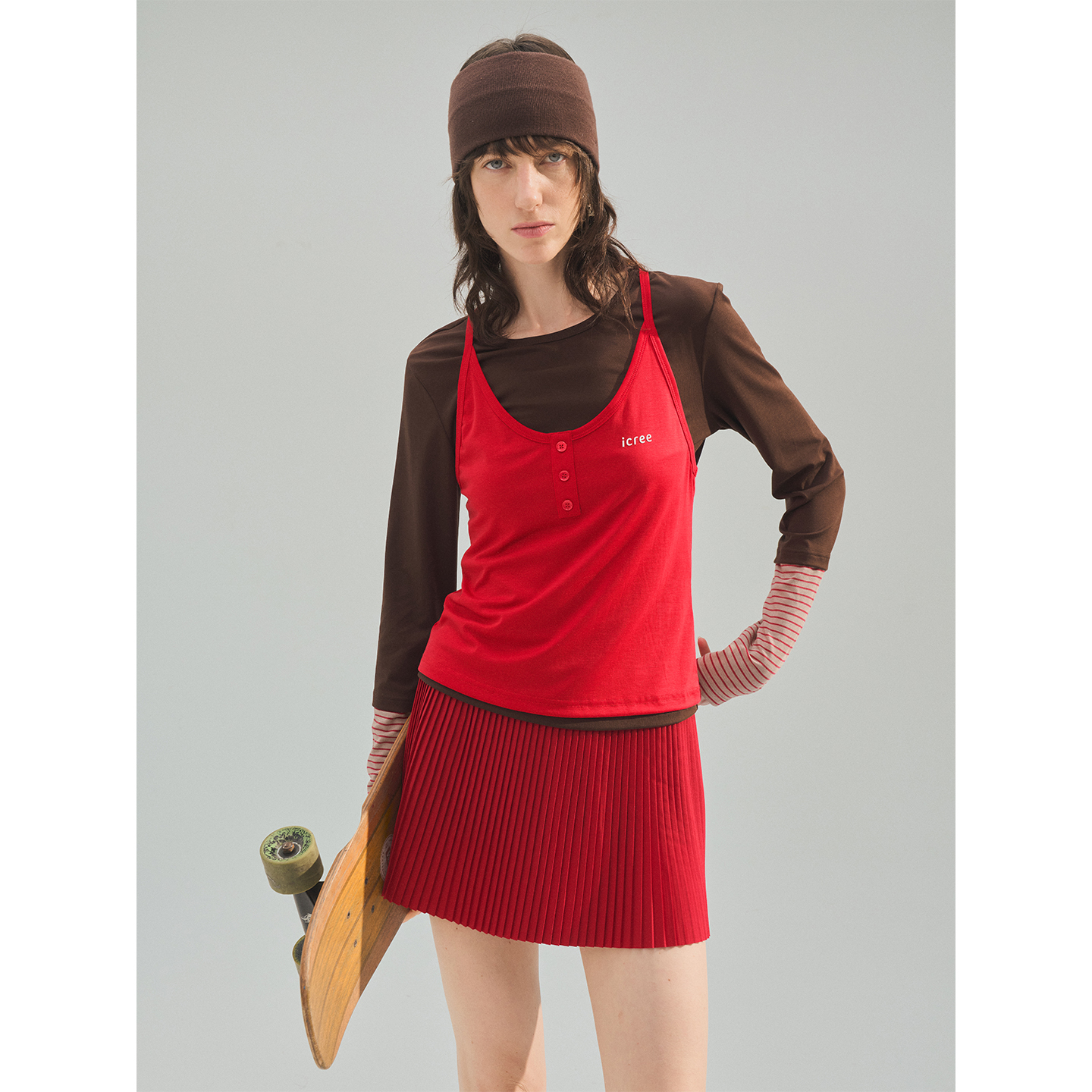 ICREE真两件叠穿长袖瑜伽服修身显瘦上衣 双层运动休闲透气两件套