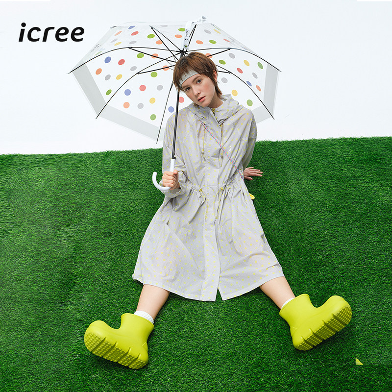 icree轻薄波点长款休闲防晒衣