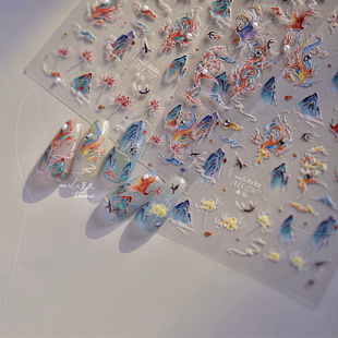 tomoni晶钻美甲贴纸 复古指甲贴国风凤凰贴纸MS735 莫失合作款