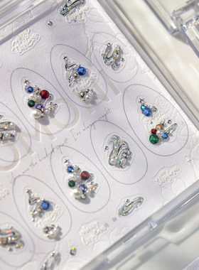 tomoni新款美甲钻饰品拼钻镶边满钻轻奢圣诞烟花指甲钻饰品MD002