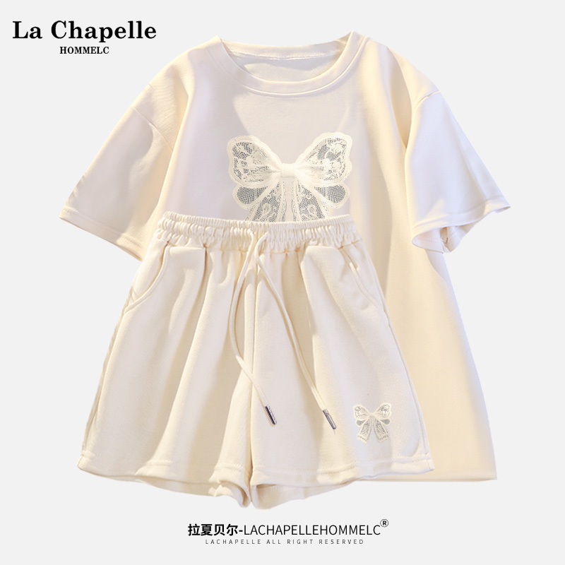 拉夏贝尔休闲运动套装女2025新款夏季小个子短袖短裤夏日两件套J