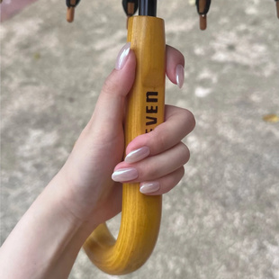纯手工穿戴甲海莉同温柔乳白色美甲轻奢极光粉显白甲片可拆卸成品