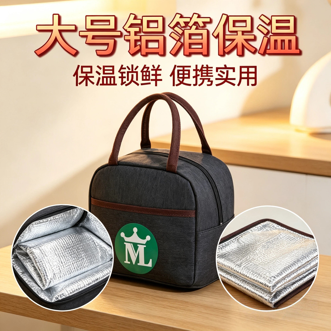 防水加厚铝箔保温防油污小学生饭盒袋上班族带饭包方形装饭盒袋子