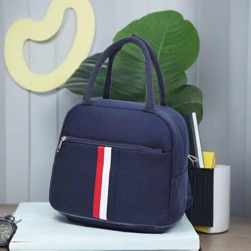 防水帆布手提包饭盒袋妈咪包便当包加厚带饭包时尚午餐小拎包