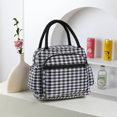 手提包女包防水拉链休闲手拎袋北欧饭盒袋便当包小清新布包妈咪包