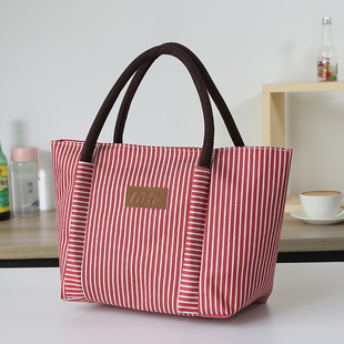 防水上班手提高档通勤日常包条纹逛街包带饭学生小方包拎包妈妈包