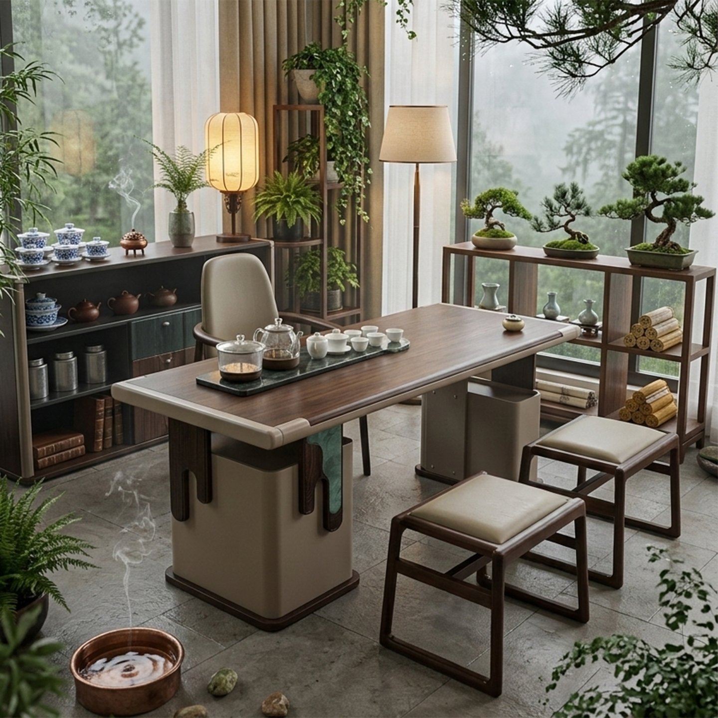东方美学新中式茶桌椅2米泡茶台