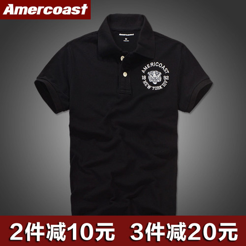 美洲海岸af短袖运动纯棉男马球衫